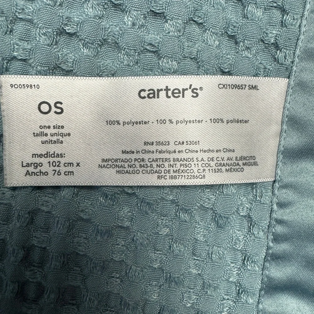 Carters Blue Waffle Knit Baby Blanket‎ with Satin Trim CX109657 SML